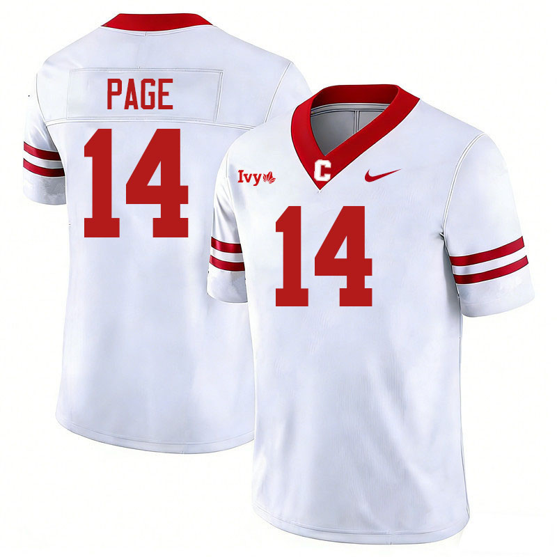 Cornell Big Red #14 Devin Page College Football Jerseys,Uniforms Stitched-White